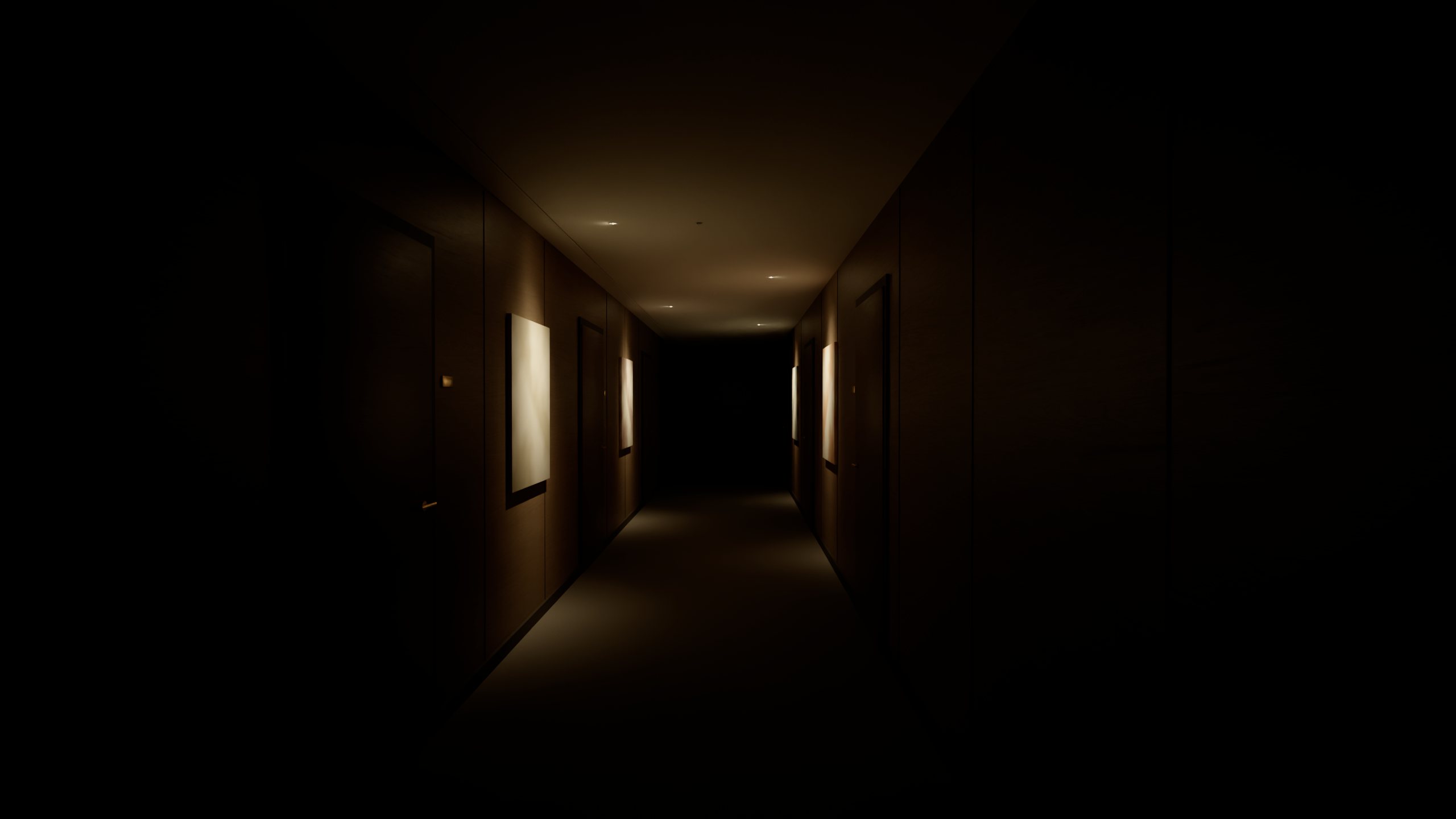 Corridoio d’albergo illuminato solo da Dot DL1207