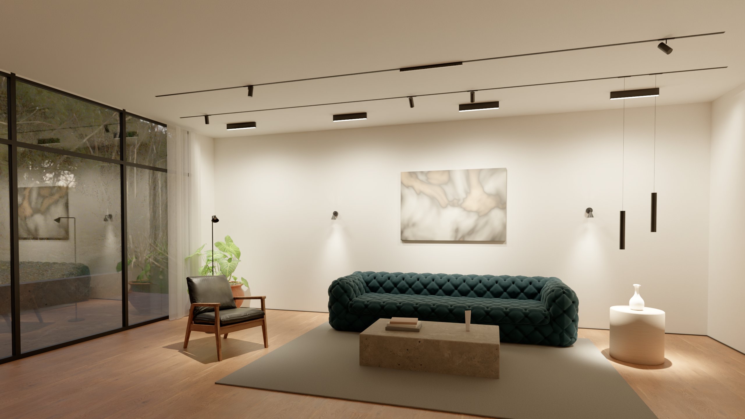 Living room with every light at 3000 K