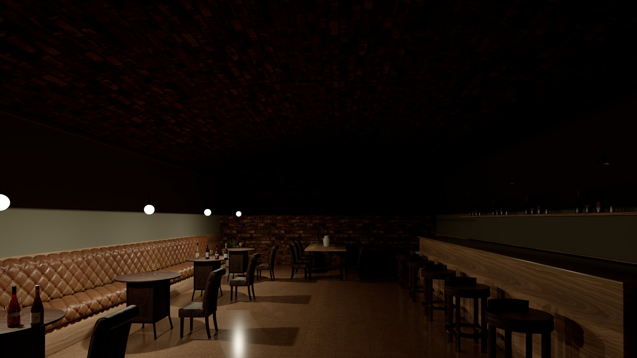 Restaurant lit by Moon Sphere Pendant M-P07+C120B alone